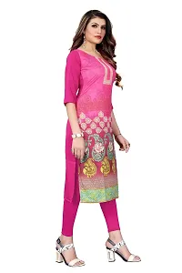 GROWMORE Women's Crepe Digital Print Straight Kurta(Pack of 2) (XL, Peach  HOT Pink)-thumb3