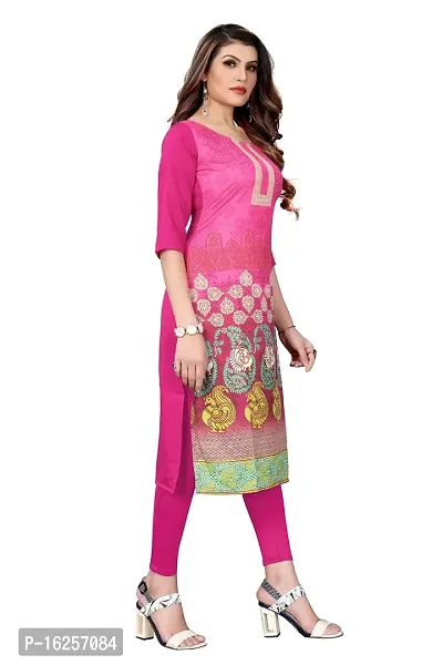 GROWMORE Women's Crepe Digital Print Straight Kurta(Pack of 2) (XL, Peach  HOT Pink)-thumb4