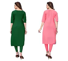 GROWMORE Women's Crepe Digital Print Straight Kurta(Pack of 2) (XL, Green  Peach)-thumb1