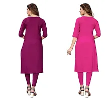 GROWMORE Women's Crepe Digital Print Straight Kurta(Pack of 2) (XXL, Purple  Pink)-thumb1