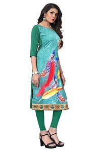 GROWMORE Women's Crepe Digital Print Straight Kurta (S, Green)-thumb3