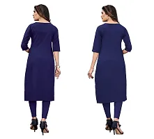 GROWMORE Women's Crepe Digital Print Straight Kurta(Pack of 2) (XL, Dark Blue  Blue)-thumb1