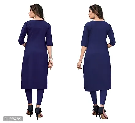 GROWMORE Women's Crepe Digital Print Straight Kurta(Pack of 2) (XL, Dark Blue  Blue)-thumb2