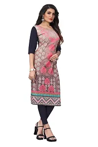 GROWMORE Women's Crepe Digital Print Straight Kurta (XXL, Brown)-thumb2