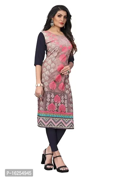 GROWMORE Women's Crepe Digital Print Straight Kurta (XXL, Brown)-thumb3