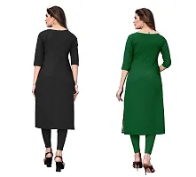 GROWMORE Women's Crepe Digital Print Straight Kurta(Pack of 2) (XL, Black  Forest Green)-thumb1