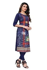 GROWMORE Women's Crepe Digital Print Straight Kurta(Pack of 2) (S, Peach  Dark Blue)-thumb3