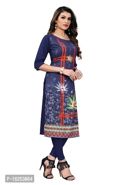 GROWMORE Women's Crepe Digital Print Straight Kurta(Pack of 2) (S, Peach  Dark Blue)-thumb4