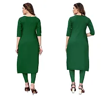 GROWMORE Women's Crepe Digital Print Straight Kurta(Pack of 2) (M, Green  Dark Green)-thumb2