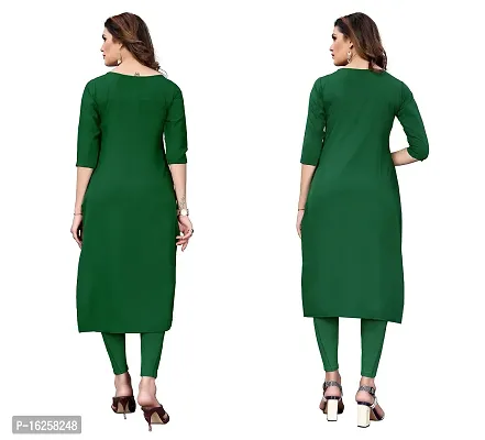 GROWMORE Women's Crepe Digital Print Straight Kurta(Pack of 2) (M, Green  Dark Green)-thumb3