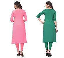 GROWMORE Women's Crepe Digital Print Straight Kurta(Pack of 2) (L, Peach  SPRINR Green)-thumb1