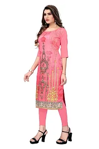 GROWMORE Women's Crepe Digital Print Straight Kurta(Pack of 2) (XXL, Black  Coral Pink)-thumb3