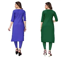 GROWMORE Women's Crepe Digital Print Straight Kurta(Pack of 2) (XL, Blue  Dark Green)-thumb1