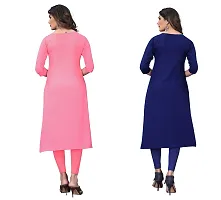 GROWMORE Women's Crepe Digital Print Straight Kurta(Pack of 2) (XL, Peach  Navy Blue)-thumb1