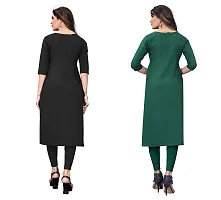 GROWMORE Women's Crepe Digital Print Straight Kurta(Pack of 2) (XXL, Black  Olive Green)-thumb1