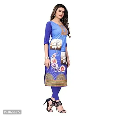 GROWMORE Women's Crepe Digital Print Straight Kurta(Pack of 2) (L, Blue  Blue Grey)-thumb3