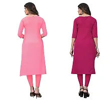 GROWMORE Women's Crepe Digital Print Straight Kurta(Pack of 2) (L, Peach  DEEP Pink)-thumb1