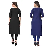 GROWMORE Women's Crepe Digital Print Straight Kurta(Pack of 2) (L, Black  Blue VIOLOT)-thumb1