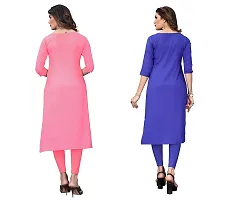 GROWMORE Women's Crepe Digital Print Straight Kurta(Pack of 2) (XXL, Peach  Blue)-thumb2