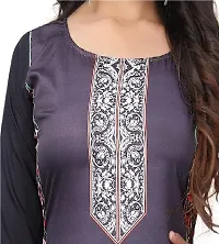 GROWMORE Women's Crepe Digital Print Straight Kurta (XXL, Grey Black)-thumb4