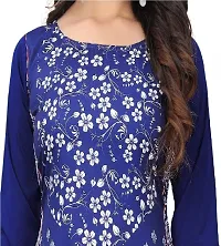 GROWMORE Women's Crepe Digital Print Straight Kurta (XXL, Blue)-thumb4