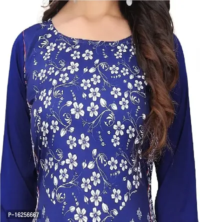 GROWMORE Women's Crepe Digital Print Straight Kurta (XXL, Blue)-thumb5