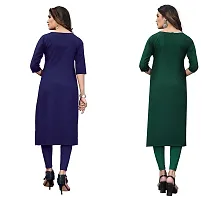 GROWMORE Women's Crepe Digital Print Straight Kurta(Pack of 2) (XL, Dark Blue  SEA Green)-thumb1