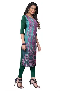 GROWMORE Women's Crepe Digital Print Straight Kurta (XL, Green)-thumb3