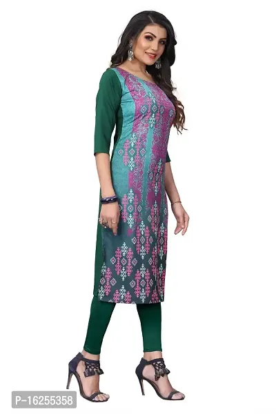 GROWMORE Women's Crepe Digital Print Straight Kurta (XL, Green)-thumb4