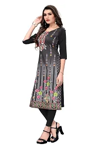 GROWMORE Women's Crepe Digital Print Straight Kurta(Pack of 2) (L, Blue  Black)-thumb3