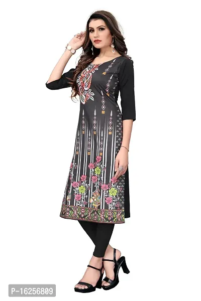 GROWMORE Women's Crepe Digital Print Straight Kurta(Pack of 2) (L, Blue  Black)-thumb4