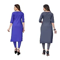 GROWMORE Women's Crepe Digital Print Straight Kurta(Pack of 2) (XL, Blue  DIP Grey)-thumb1