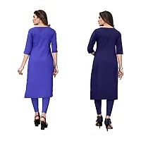 GROWMORE Women's Crepe Digital Print Straight Kurta(Pack of 2) (L, Blue  Indigo Blue)-thumb1