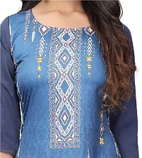 GROWMORE Women's Crepe Digital Print Straight Kurta (S, Blue Grey)-thumb4