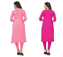 GROWMORE Women's Crepe Digital Print Straight Kurta(Pack of 2) (XL, Peach  HOT Pink)-thumb1