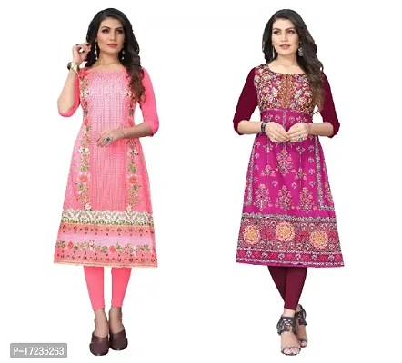 Reliable Crepe Printed Straight Kurta For Women- Pack Of 2-thumb0