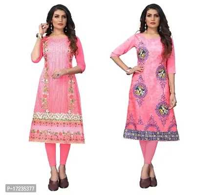 Reliable Crepe Printed Straight Kurta For Women- Pack Of 2