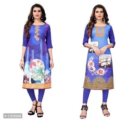 Reliable Crepe Printed Straight Kurta For Women- Pack Of 2