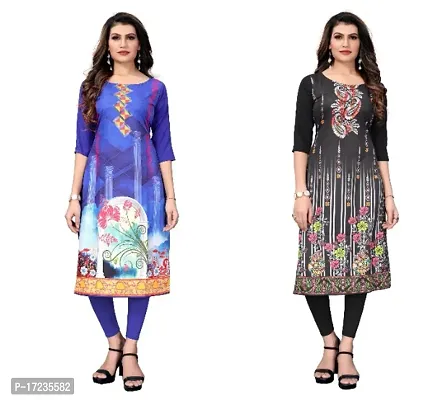 Reliable Crepe Printed Straight Kurta For Women- Pack Of 2