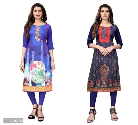 Reliable Crepe Printed Straight Kurta For Women- Pack Of 2