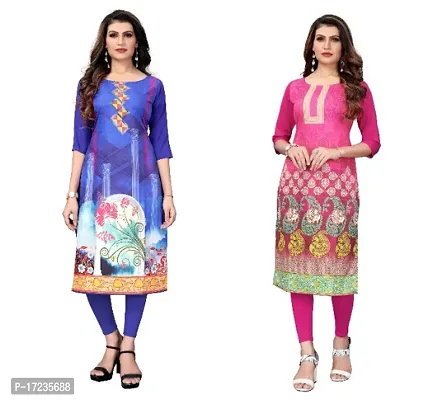 Reliable Crepe Printed Straight Kurta For Women- Pack Of 2-thumb0