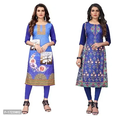 Reliable Crepe Printed Straight Kurta For Women- Pack Of 2