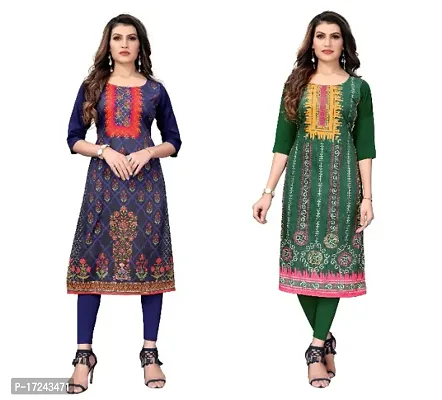 Reliable Crepe Printed Straight Kurta For Women- Pack Of 2-thumb0