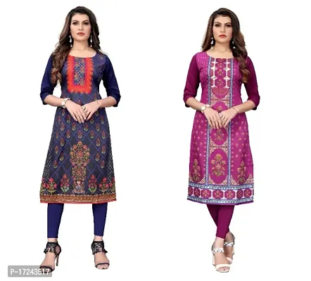 Reliable Crepe Printed Straight Kurta For Women- Pack Of 2-thumb0