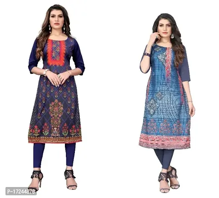 Reliable Crepe Printed Straight Kurta For Women- Pack Of 2-thumb0