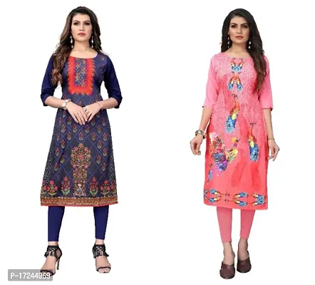 Reliable Crepe Printed Straight Kurta For Women- Pack Of 2-thumb0