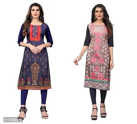 Reliable Crepe Printed Straight Kurta For Women- Pack Of 2-thumb0