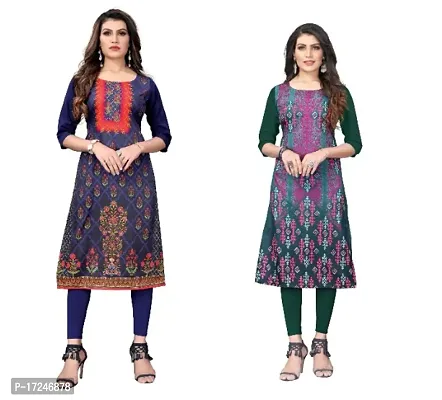 Reliable Crepe Printed Straight Kurta For Women- Pack Of 2-thumb0