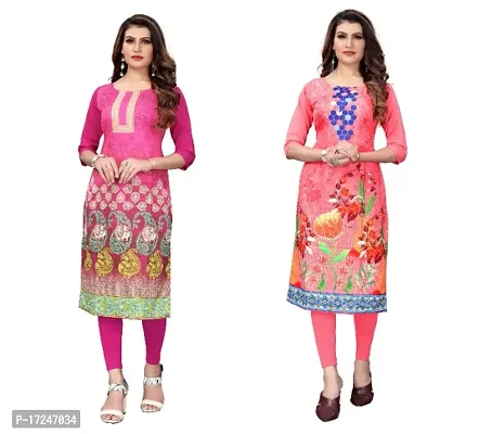 Reliable Crepe Printed Straight Kurta For Women- Pack Of 2-thumb0