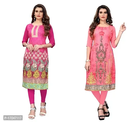 Reliable Crepe Printed Straight Kurta For Women- Pack Of 2-thumb0